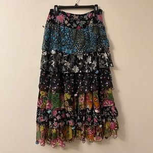 Sacred Threads tiered maxi skirt, size L.